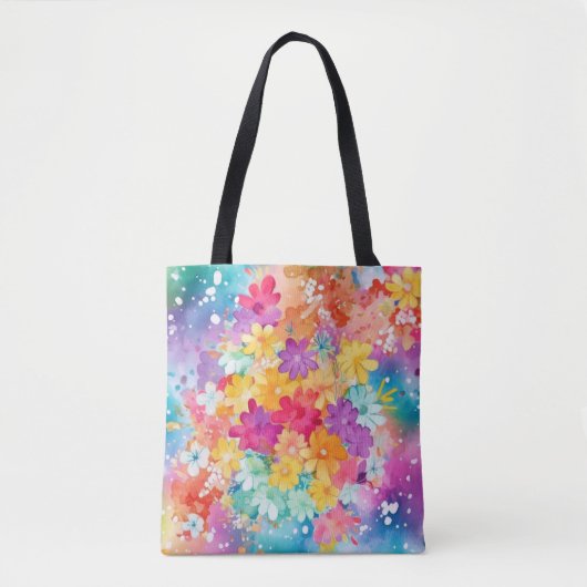 HELLE WASSERFARBE ABSTRAKTE BLUME TASCHE (Vorderseite)