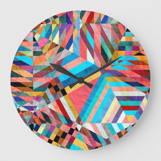 Helle Wasserfarbe: Abstrakte Fantasie Hintergrund Große Wanduhr (Vorderseite)