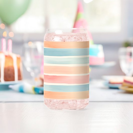 Helle Wasserfarbe Farbige Streifenmuster Dosenglas (Insitu (Geburtstag))
