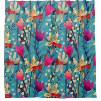 Helle Wasserfarbe: florennahes Design. Duschvorhang