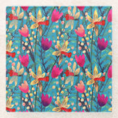 Helle Wasserfarbe: florennahes Design. Glasuntersetzer (Vorderseite)