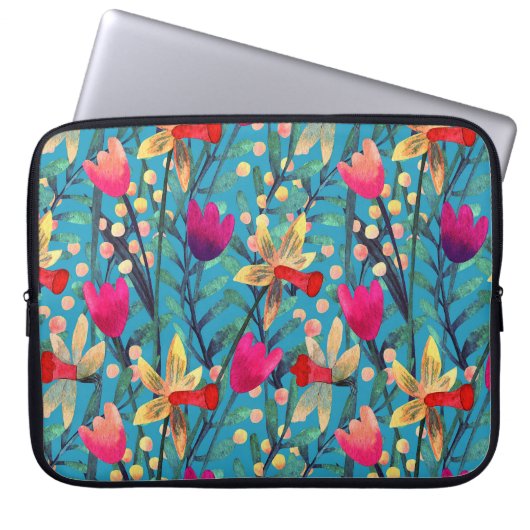 Helle Wasserfarbe: florennahes Design. Laptopschutzhülle (Vorderseite)