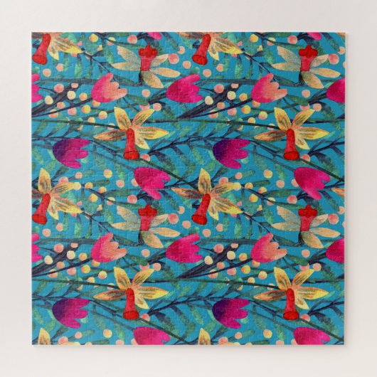 Helle Wasserfarbe: florennahes Design. Puzzle (Horizontal)