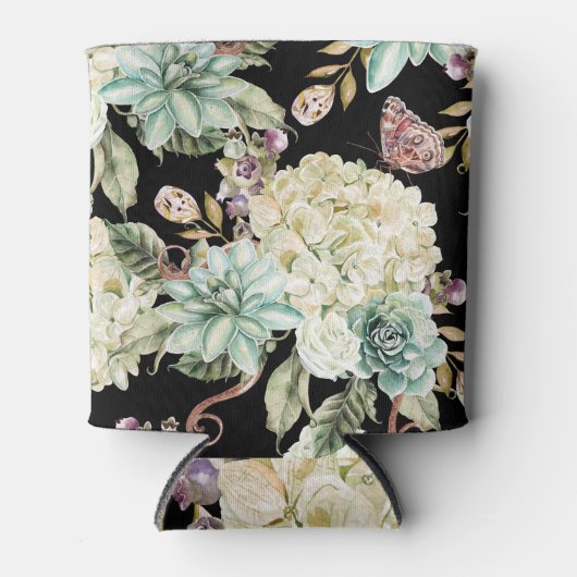 Helle Wasserfarbe: Hydrangea Rose Muster. Dosenkühler (Vorderseite)
