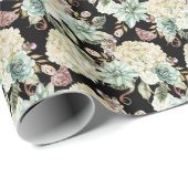 Helle Wasserfarbe: Hydrangea Rose Muster. Geschenkpapier (Rolleneckpunkt)