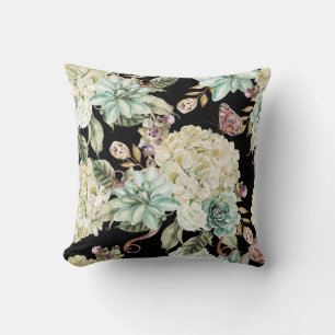 Helle Wasserfarbe: Hydrangea Rose Muster. Kissen