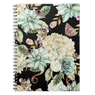 Helle Wasserfarbe: Hydrangea Rose Muster. Notizblock