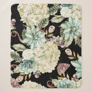 Helle Wasserfarbe: Hydrangea Rose Muster. Sherpadecke