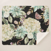 Helle Wasserfarbe: Hydrangea Rose Muster. Sherpadecke (Vorderseite (Horizontal))