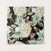 Helle Wasserfarbe: Hydrangea Rose Muster. Wandteppich (Vorderseite (Horizontal))