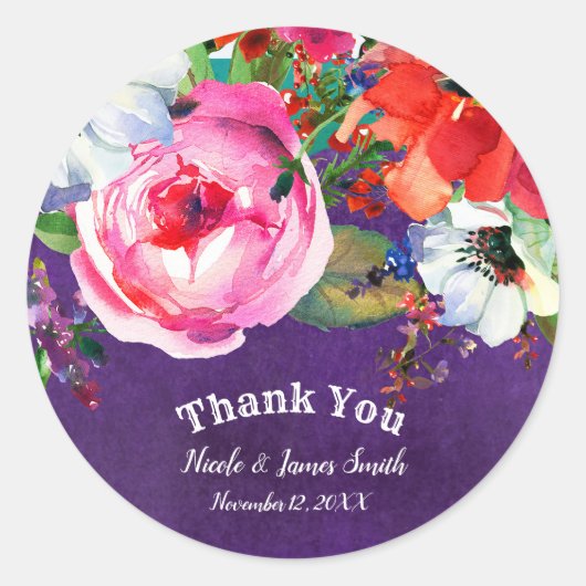 Helle Wasserfarbe Lila Party Chic Gefallen Runder Aufkleber (Vorderseite)