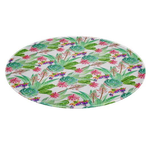 Helle Wasserfarbenkakteen und Sukkulente Muster Schneidebrett (Ecke)