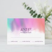 Helle Wasserfarbenneon-Rainbow-Hochzeit RSVP Karte (Stehend Vorderseite)