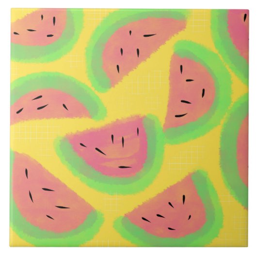 Helle Wassermelone Gelb Rosa Fliese (Vorderseite)