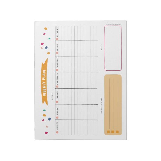 Helle Weekly Planner Notepad Notizblock (Rotiert)