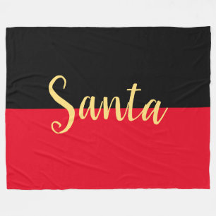 Helle Weihnachten Red Black Color Block SANTA Text Fleecedecke