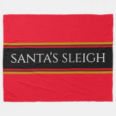 Helle Weihnachten Red Stripes Sleigh Text Fleecedecke (Vorderseite (Horizontal))