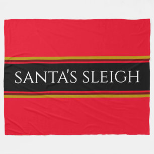 Helle Weihnachten Red Stripes Sleigh Text Fleecedecke