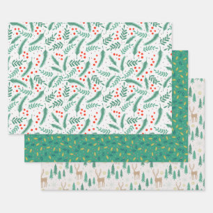 Helle Weihnachts Grüne Kugel: Farbwald Grün Geschenkpapier Set