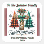 Helle Weihnachtsaufkleber für Geschenke Quadratischer Aufkleber (Vorderseite)