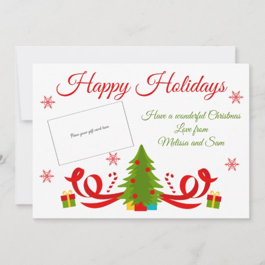 Helle Weihnachtsbaum-Weihnachtsgeschenk-Kartenhalt Karte (Vorderseite)