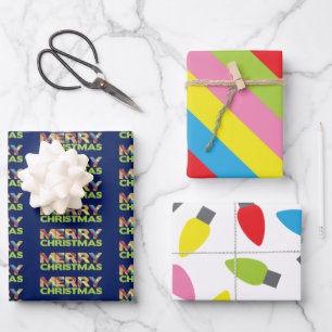Helle Weihnachtsbeleuchtung Wrapping Paper Sheets Geschenkpapier Set