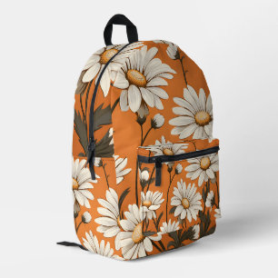 Helle weiße Daisy Floral in Orange Bedruckter Rucksack