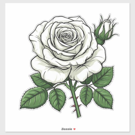 Helle weiße Rose Aufkleber (Blatt)