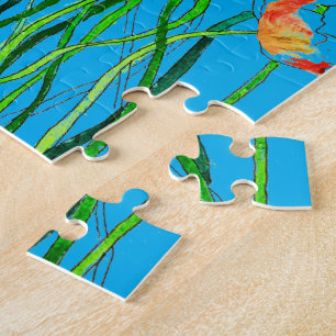 Helle Whimsical Colorful Wild Poppy Wasserfarbe Puzzle