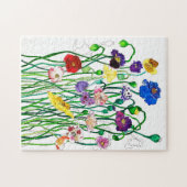 Helle Whimsical Colorful Wild Poppy Wasserfarbe Puzzle (Horizontal)