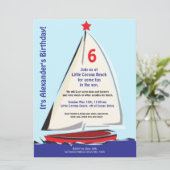 Helle Whimsical Sailboat Einladung (Stehend Vorderseite)