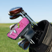 Helle Whimsical White Daisy Blume Blätter Pink Golf Headcover (In Situ)