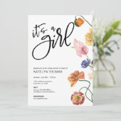 Helle Wildblume Baby Dusche Einladung (Stehend Vorderseite)