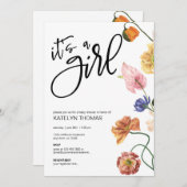 Helle Wildblume Baby Dusche Einladung (Vorne/Hinten)