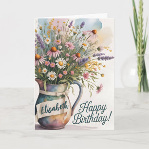 Helle Wildblume Birthday Bouquet Begrüßung Karte