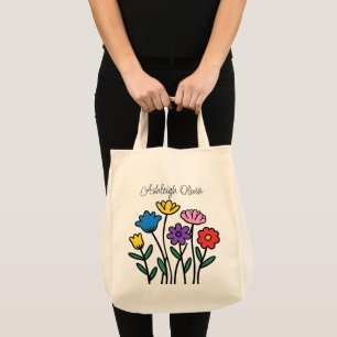Helle Wildblumen Naive Kindermalerei-Einkaufstasch Tragetasche