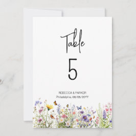 Helle Wildblumen Tischnummern