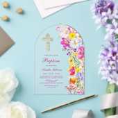 Helle Wildblumenbogen-Taufe Acryleinladungen (Insitu (Hochzeit))