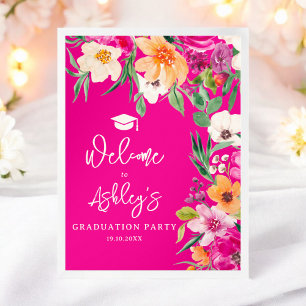 Helle wilde Blume Rosa Abschluss Empfang Poster