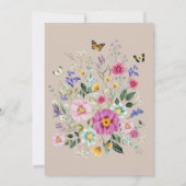 Helle Wilde Blume Schmetterling 1. Geburtstag Dankeskarte (Rückseite)