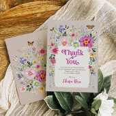 Helle Wilde Blume Schmetterling 1. Geburtstag Dankeskarte