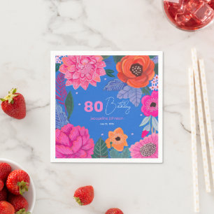 Helle wilde Blumen Rosa Blaue Geburtstagsfeier Serviette