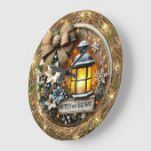 Helle Winterlaterne Große Wanduhr (Winkel)