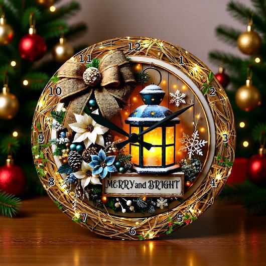 Helle Winterlaterne Große Wanduhr