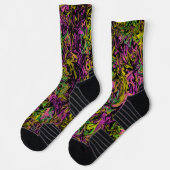 Helle Wirbel rosa-grüngelbe Abstrakte Kunst Socken (Links)