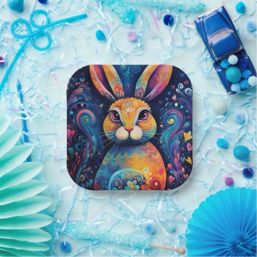 Helle Wirbel und Herzen Blau Pappteller (Party)