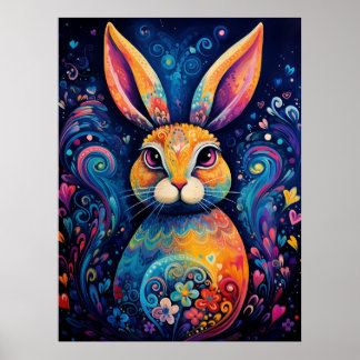 Helle Wirbel und Herzen Blau Poster