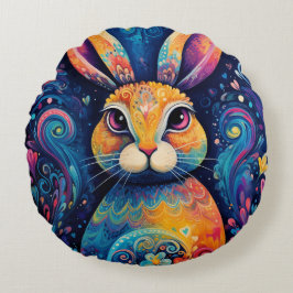 Helle Wirbel und Herzen Blau Rundes Kissen