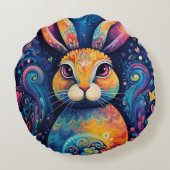 Helle Wirbel und Herzen Blau Rundes Kissen (Rückseite)