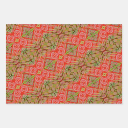 HELLE WIRBLE PAPIERREDS UND MINT GESCHENKPAPIER SET (Vorderseite 3)